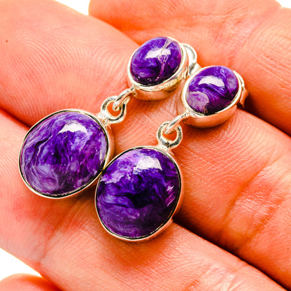 Charoite Earrings handcrafted by Ana Silver Co - EARR413798