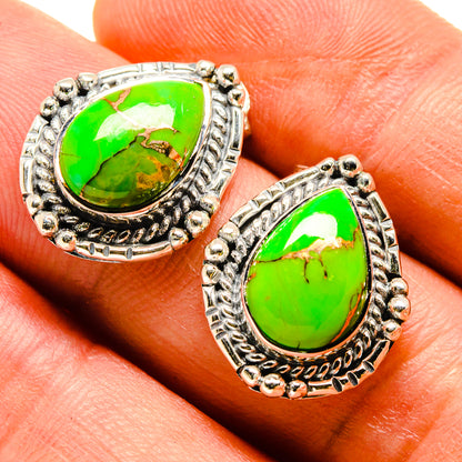 Green Copper Composite Turquoise Earrings handcrafted by Ana Silver Co - EARR413819