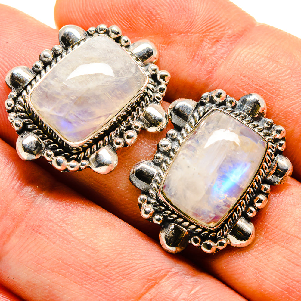 Rainbow Moonstone Earrings handcrafted by Ana Silver Co - EARR413823