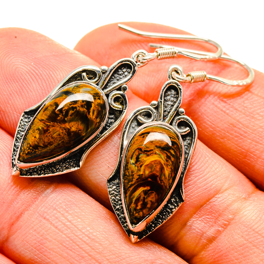 Golden Pietersite Earrings handcrafted by Ana Silver Co - EARR413849