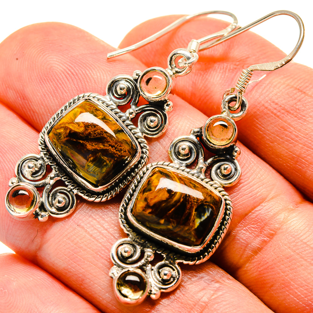 Golden Pietersite Earrings handcrafted by Ana Silver Co - EARR413860