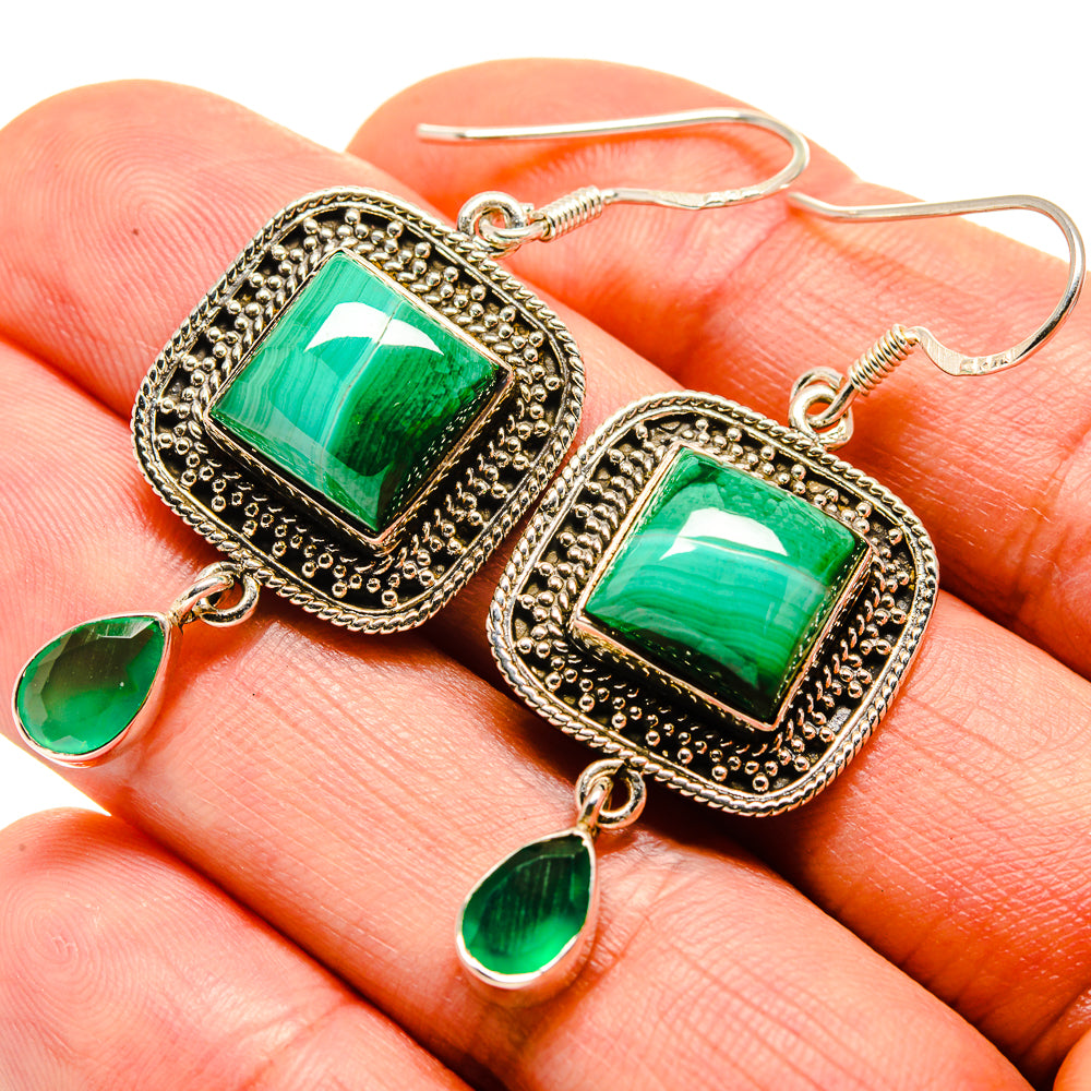 Malachite Earrings handcrafted by Ana Silver Co - EARR413861