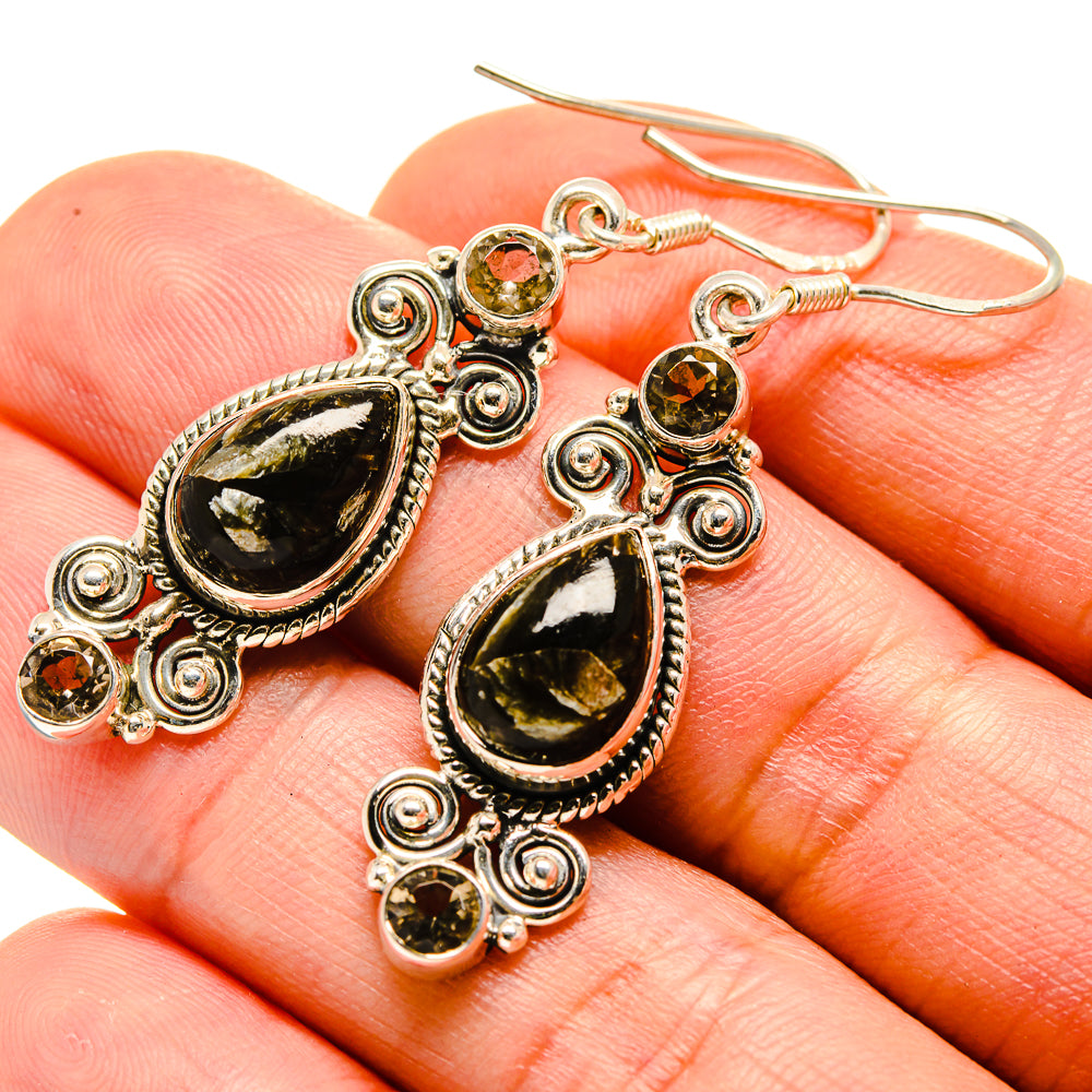 Golden Seraphinite Earrings handcrafted by Ana Silver Co - EARR413862