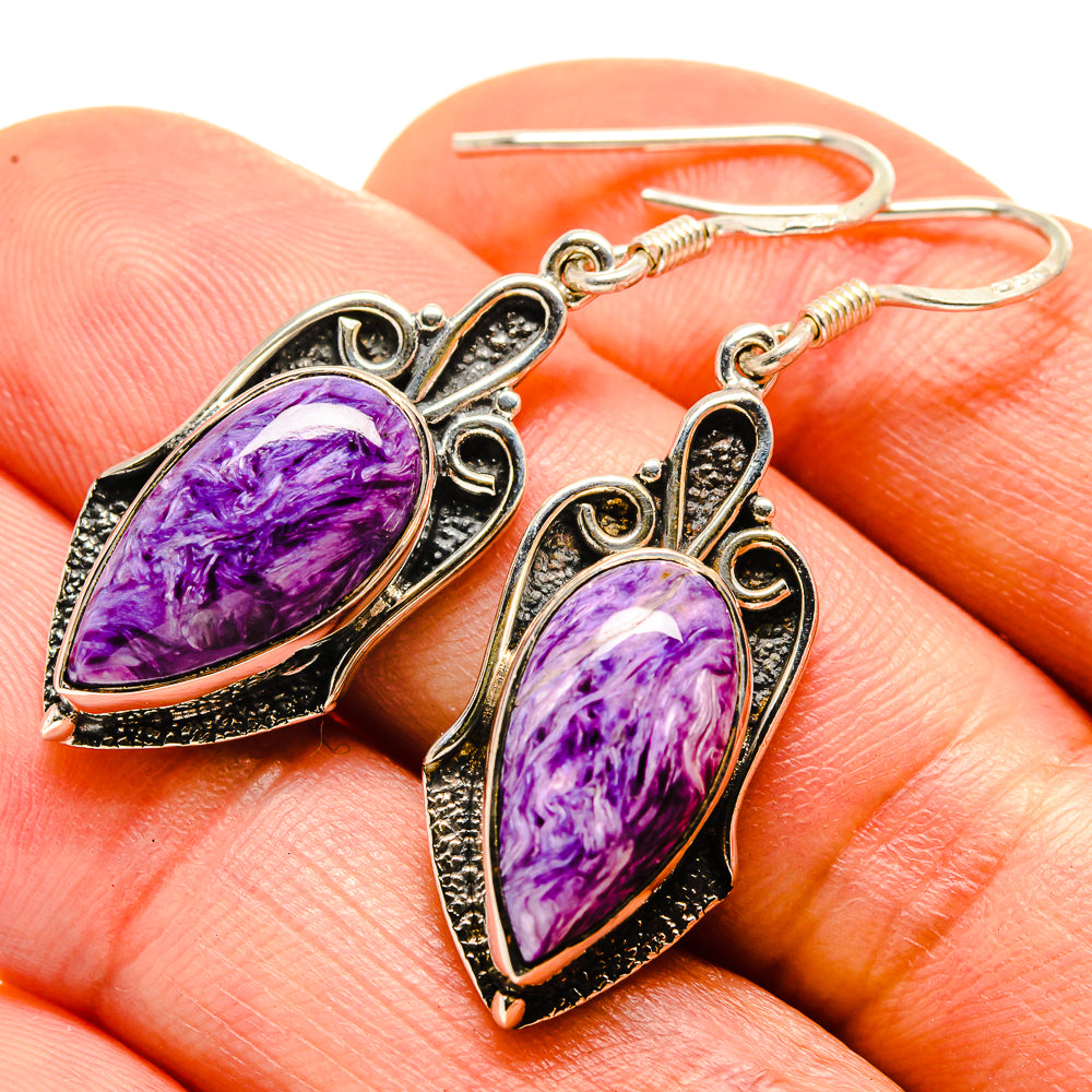 Charoite Earrings handcrafted by Ana Silver Co - EARR413864