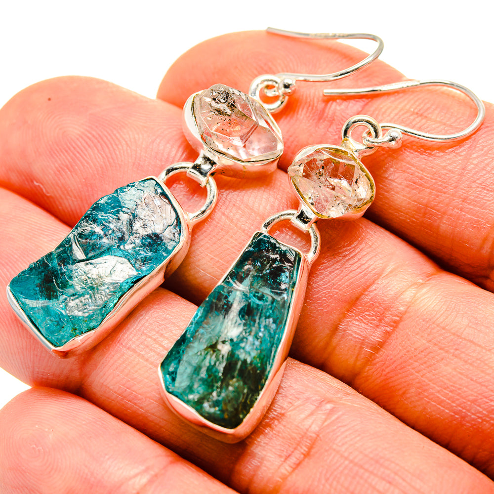Blue Fluorite Earrings handcrafted by Ana Silver Co - EARR413871