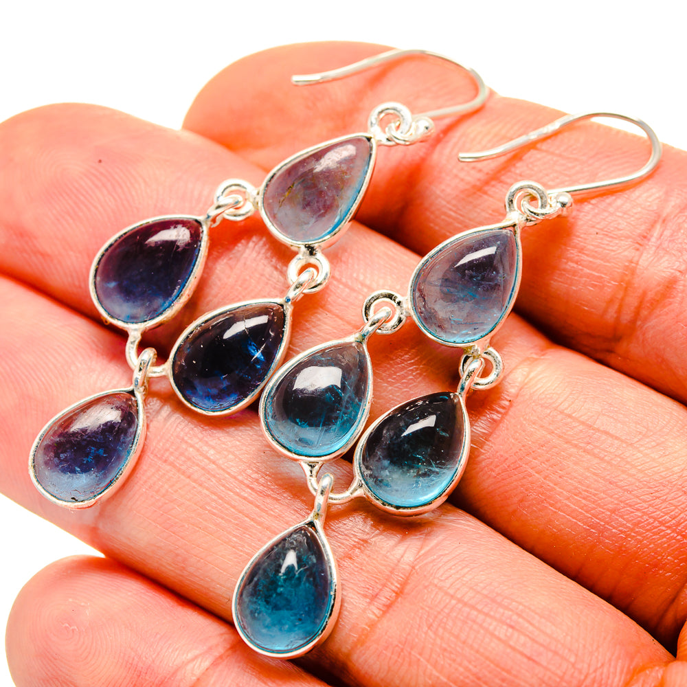 Blue Fluorite Earrings handcrafted by Ana Silver Co - EARR413882