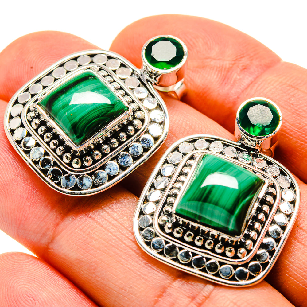 Malachite Earrings handcrafted by Ana Silver Co - EARR413884