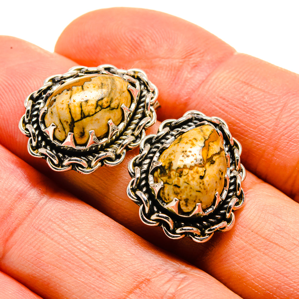 Picture Jasper Earrings handcrafted by Ana Silver Co - EARR413885