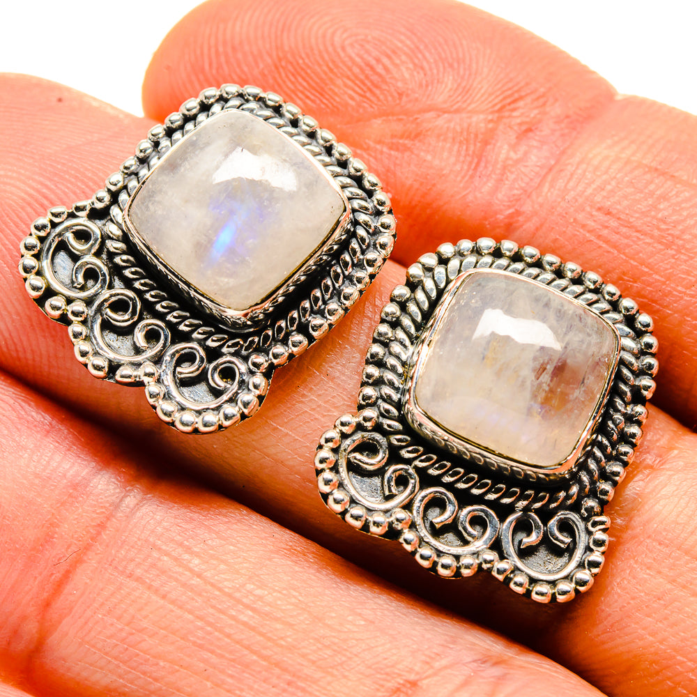 Rainbow Moonstone Earrings handcrafted by Ana Silver Co - EARR413887