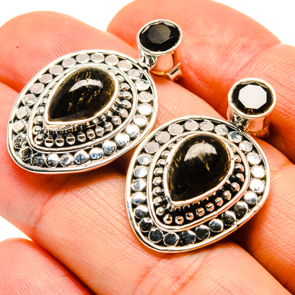 Golden Seraphinite Earrings handcrafted by Ana Silver Co - EARR413901