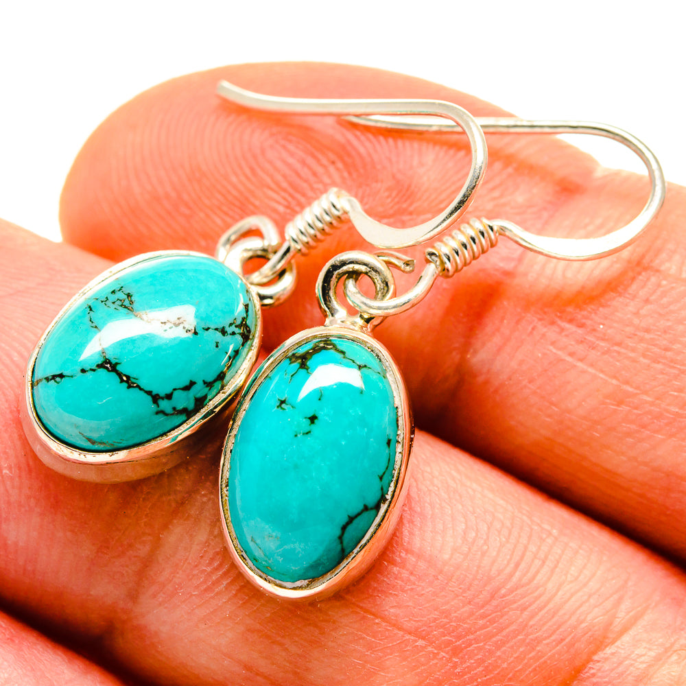 Tibetan Turquoise Earrings handcrafted by Ana Silver Co - EARR413913
