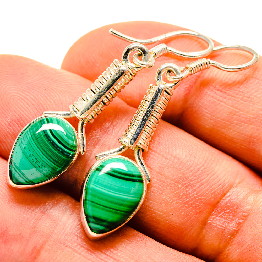 Malachite Earrings handcrafted by Ana Silver Co - EARR413936