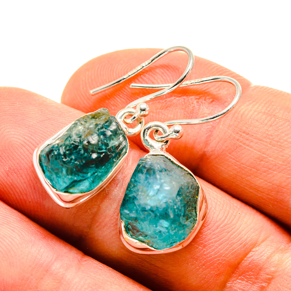 Sterling silver fluorite drop earrings with blue-green teardrop stones