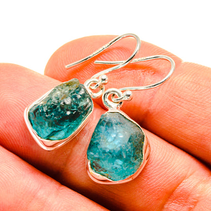 Sterling silver fluorite drop earrings with blue-green teardrop stones