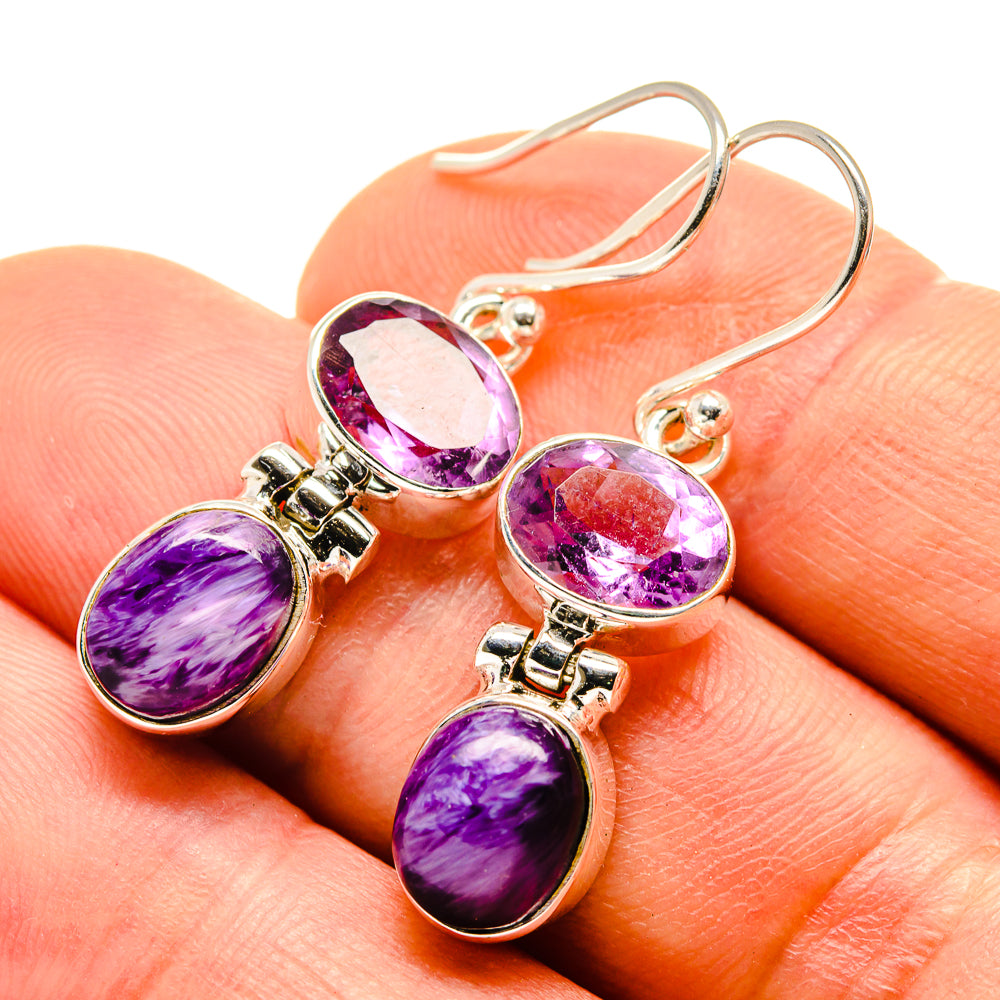 Charoite Earrings handcrafted by Ana Silver Co - EARR413938