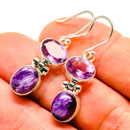 Charoite Earrings handcrafted by Ana Silver Co - EARR413938