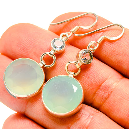 Aqua Chalcedony Earrings handcrafted by Ana Silver Co - EARR413946