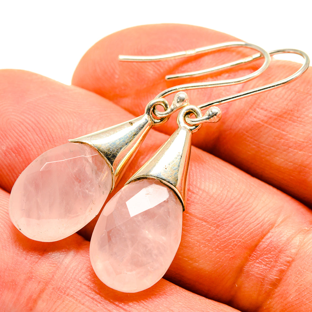 Rose Quartz Earrings handcrafted by Ana Silver Co - EARR413948