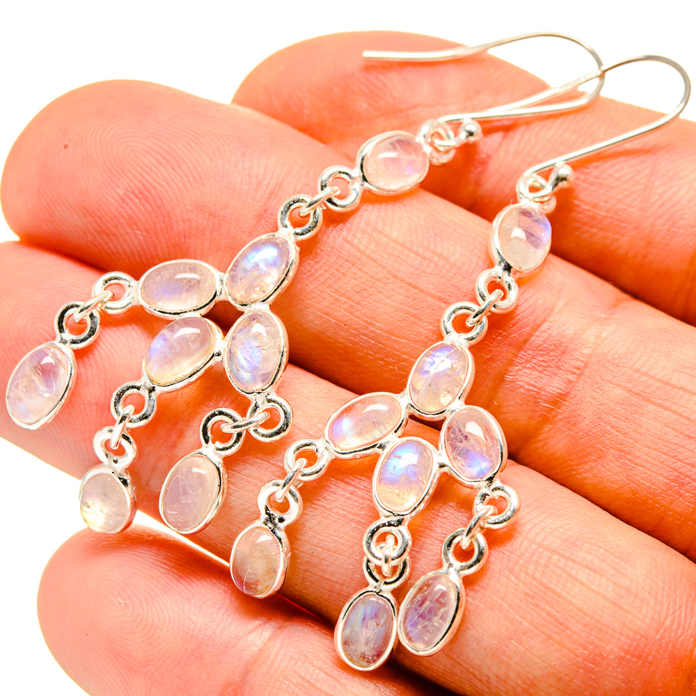 Rainbow Moonstone Earrings handcrafted by Ana Silver Co - EARR413950