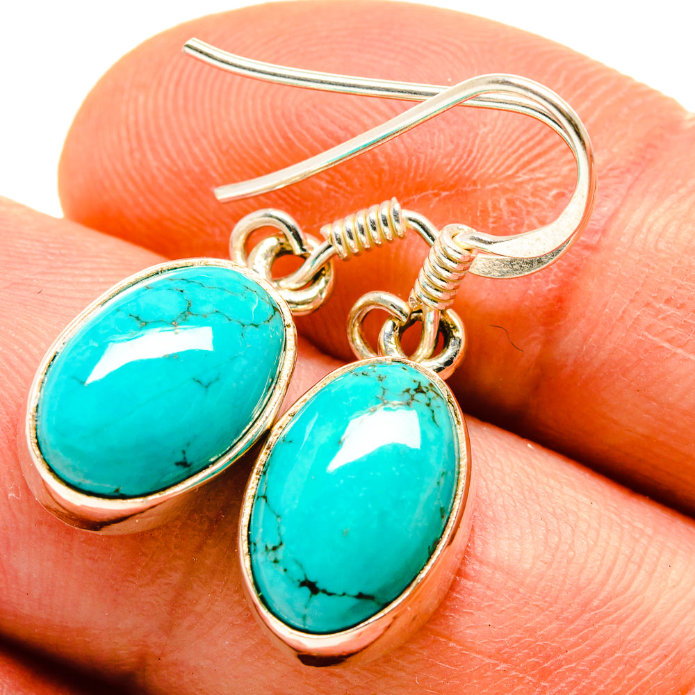Tibetan Turquoise Earrings handcrafted by Ana Silver Co - EARR413952