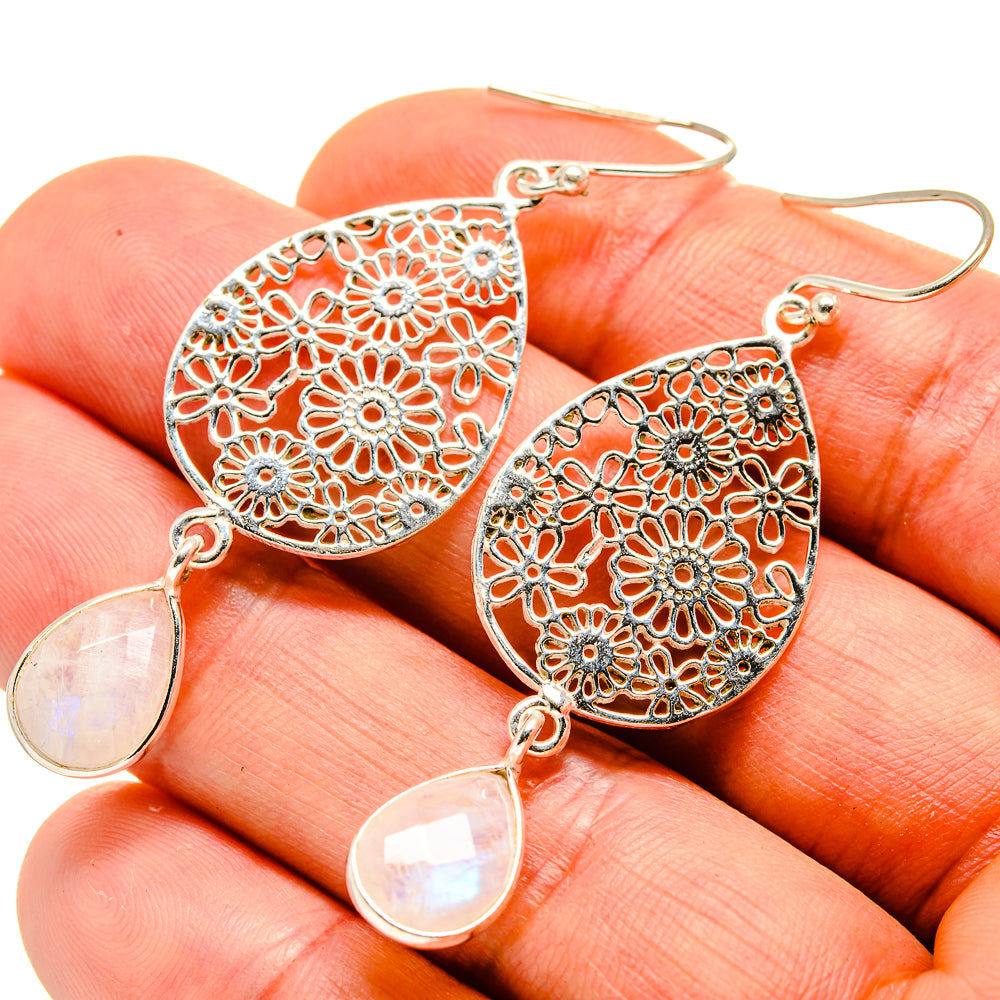 Rainbow Moonstone Earrings handcrafted by Ana Silver Co - EARR413959