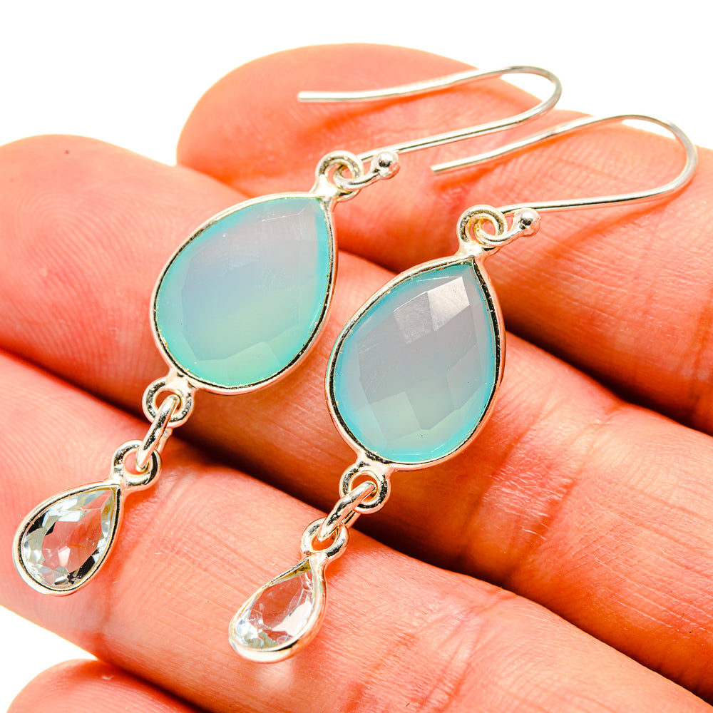 Aqua Chalcedony Earrings handcrafted by Ana Silver Co - EARR413960