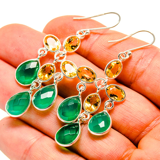 Green Onyx Earrings handcrafted by Ana Silver Co - EARR413983