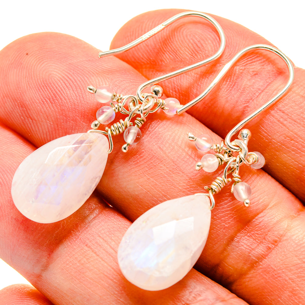 Rainbow Moonstone Earrings handcrafted by Ana Silver Co - EARR413987