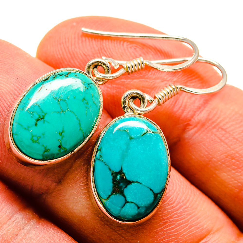 Tibetan Turquoise Earrings handcrafted by Ana Silver Co - EARR413988