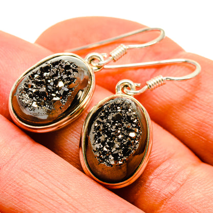 Hematite Druzy Earrings handcrafted by Ana Silver Co - EARR413993
