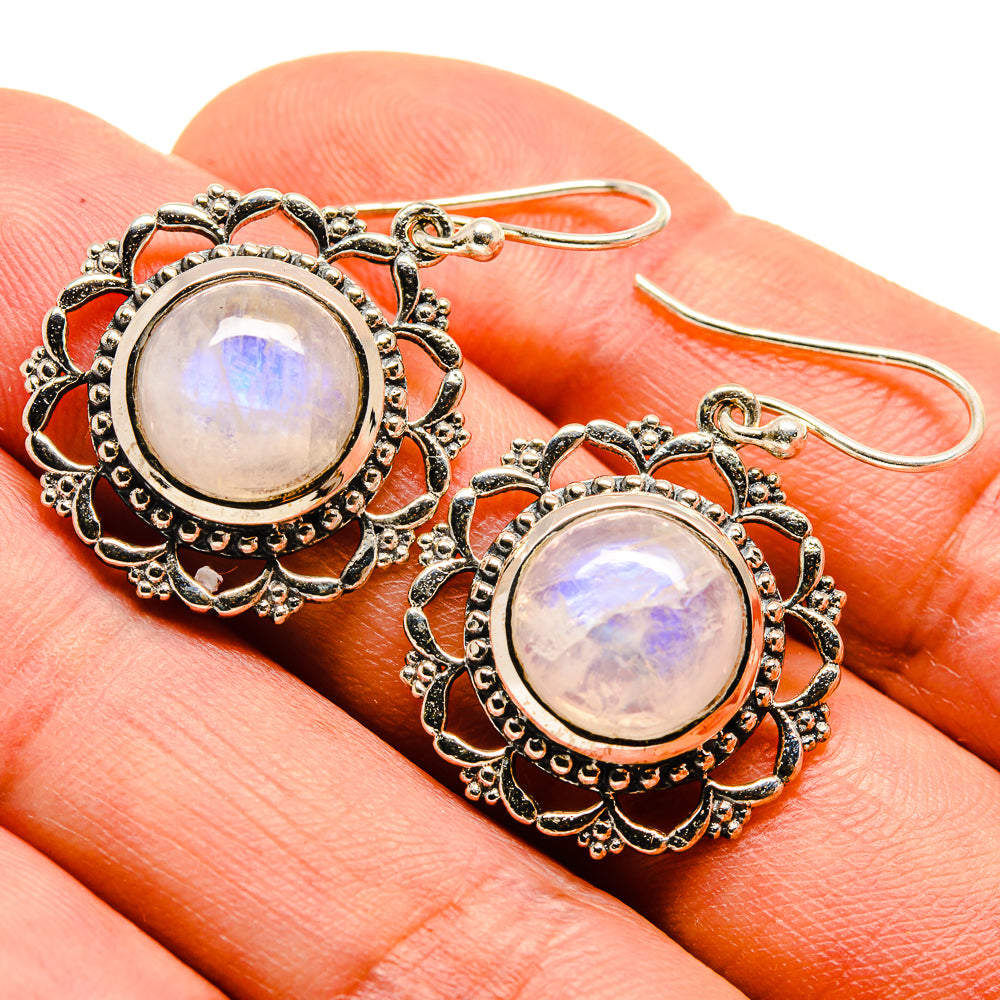 Rainbow Moonstone Earrings handcrafted by Ana Silver Co - EARR414004