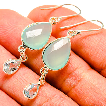 Aqua Chalcedony Earrings handcrafted by Ana Silver Co - EARR414008