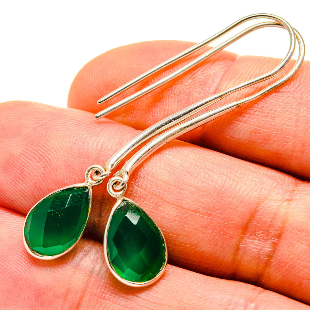 Green Onyx Earrings handcrafted by Ana Silver Co - EARR414024