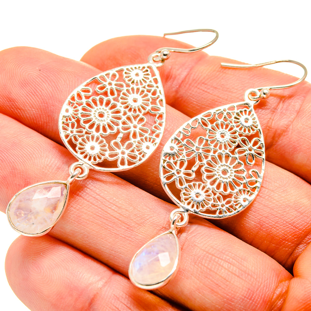 Rainbow Moonstone Earrings handcrafted by Ana Silver Co - EARR414027