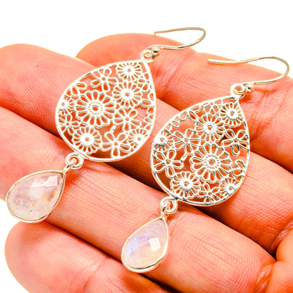 Rainbow Moonstone Earrings handcrafted by Ana Silver Co - EARR414027