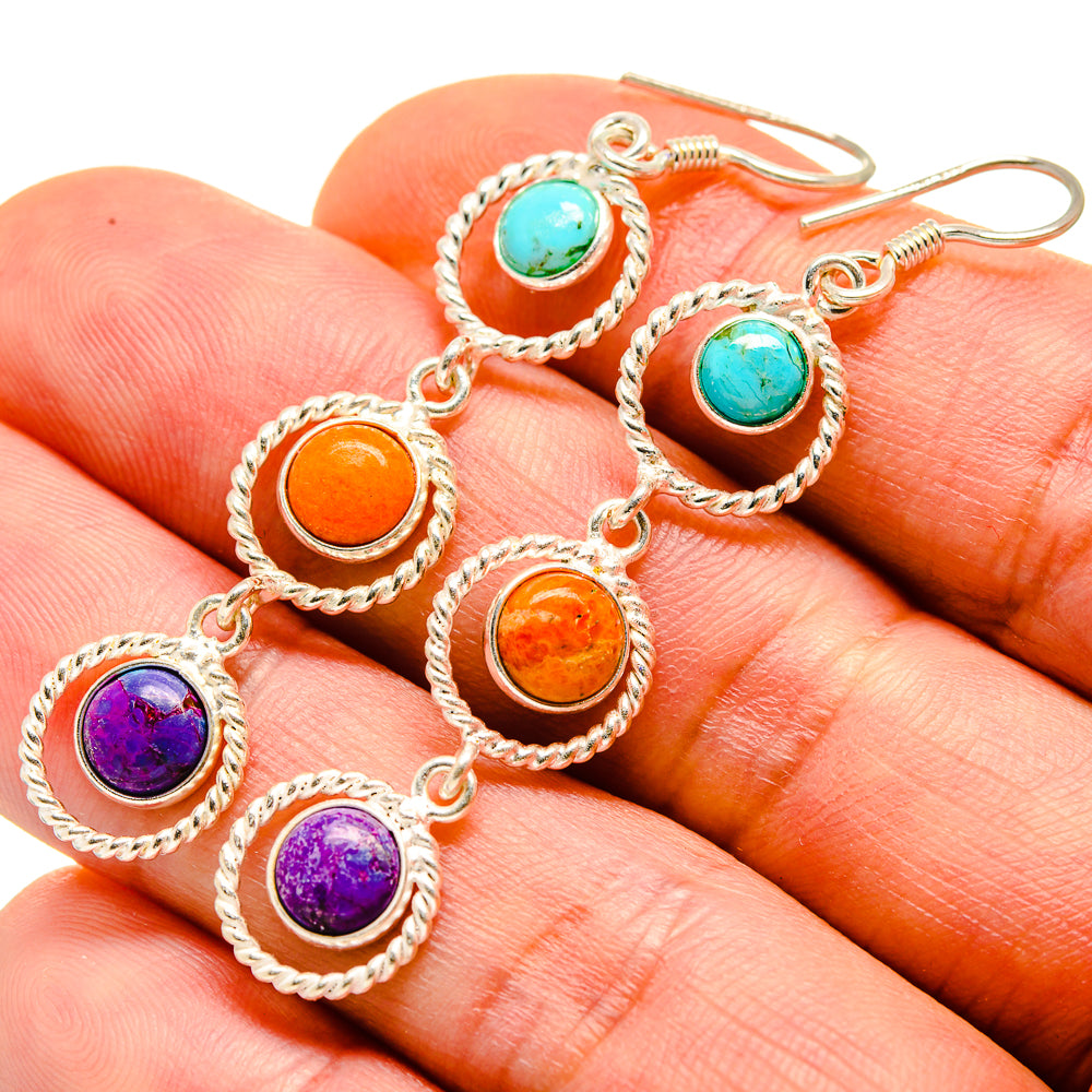 Purple Copper Composite Turquoise Earrings handcrafted by Ana Silver Co - EARR414028