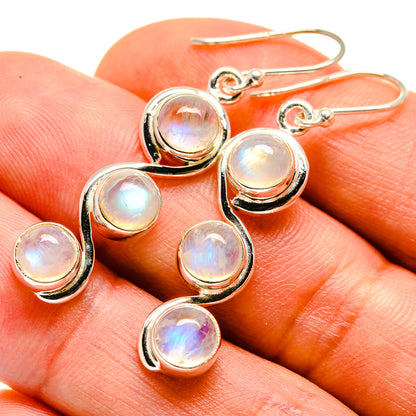 Rainbow Moonstone Earrings handcrafted by Ana Silver Co - EARR414036