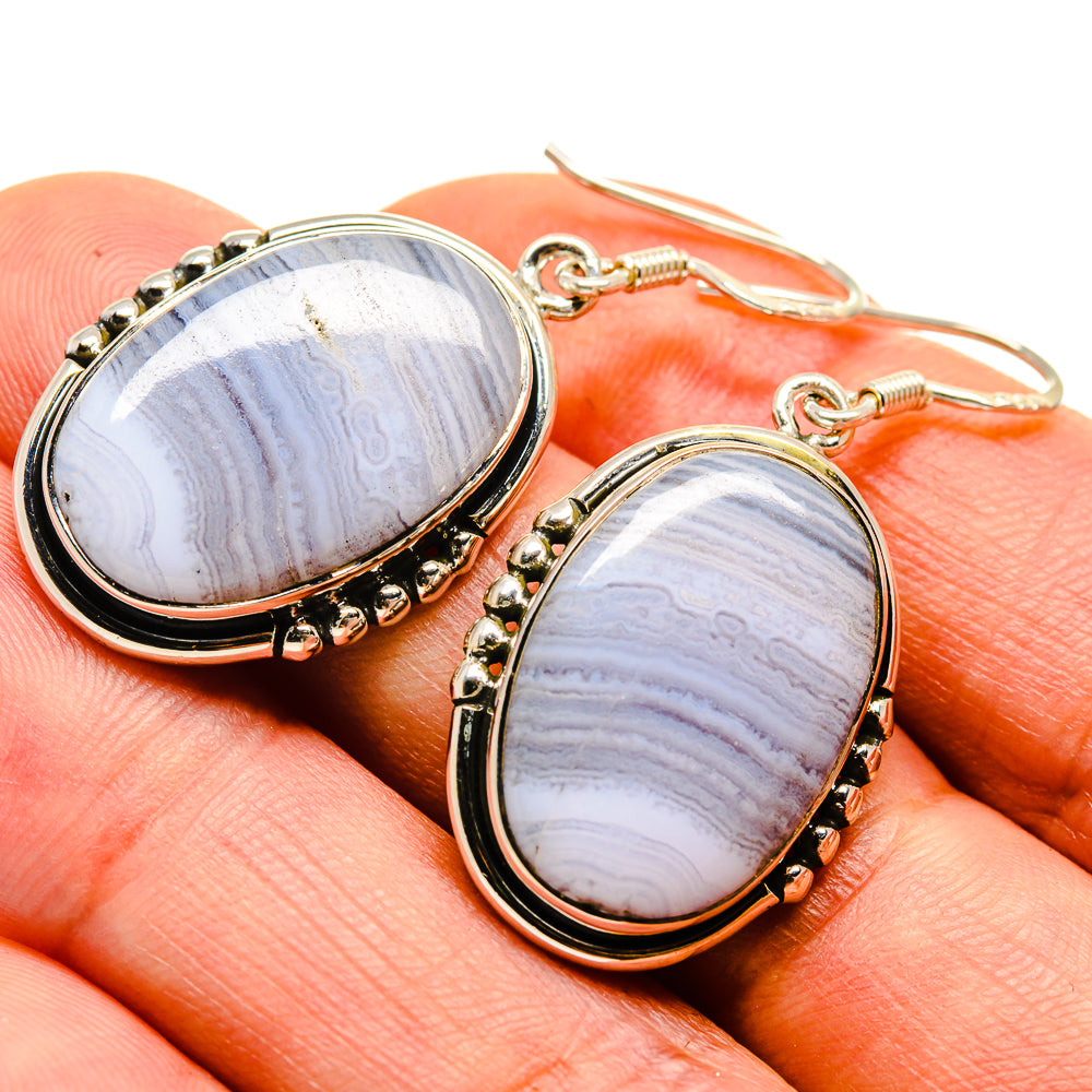 Blue Lace Agate Earrings handcrafted by Ana Silver Co - EARR414042
