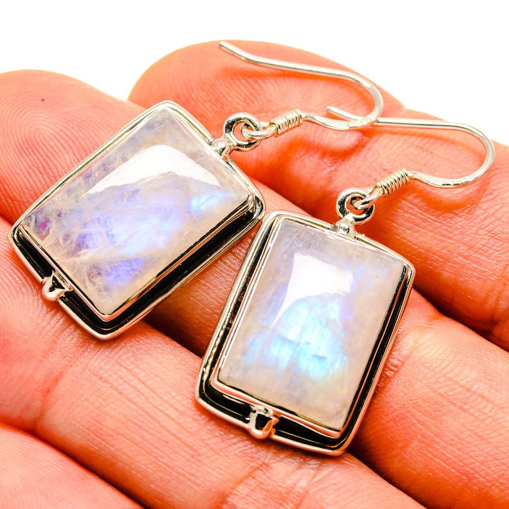 Rainbow Moonstone Earrings handcrafted by Ana Silver Co - EARR414051
