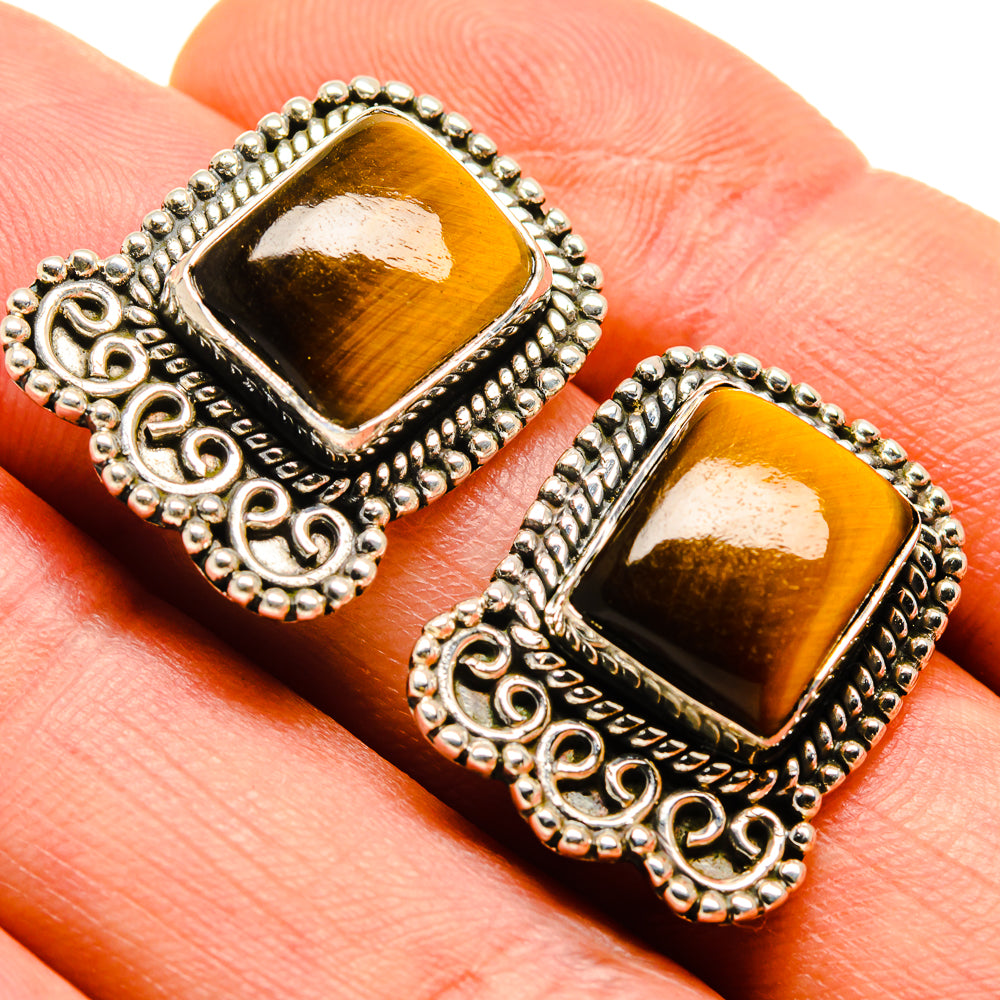 Tiger Eye Earrings handcrafted by Ana Silver Co - EARR414055