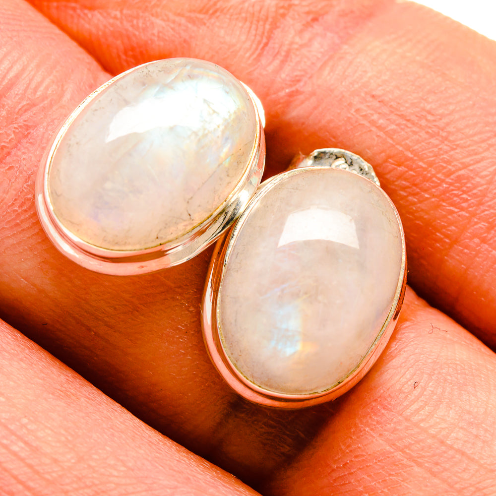Rainbow Moonstone Earrings handcrafted by Ana Silver Co - EARR414056