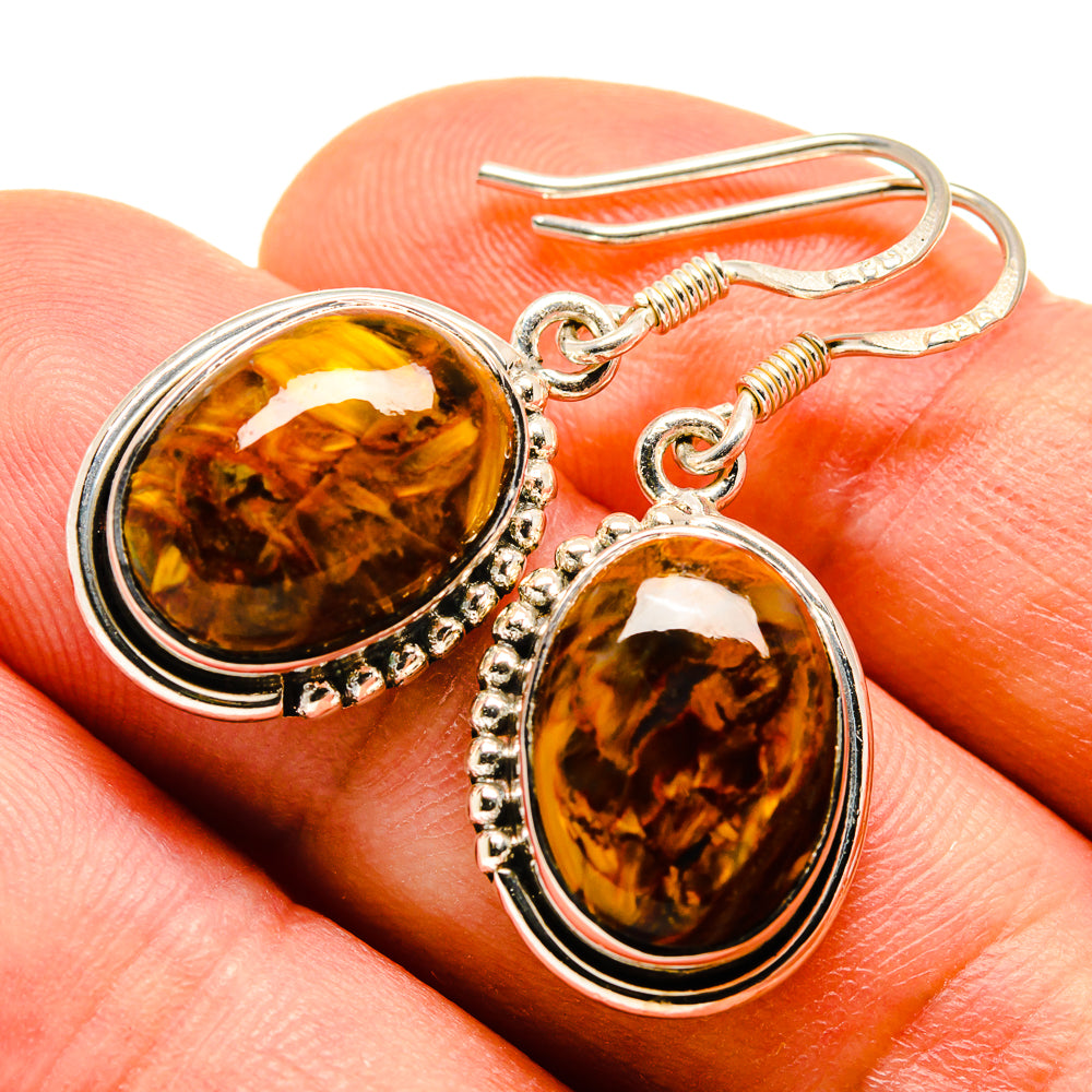 Golden Pietersite Earrings handcrafted by Ana Silver Co - EARR414072
