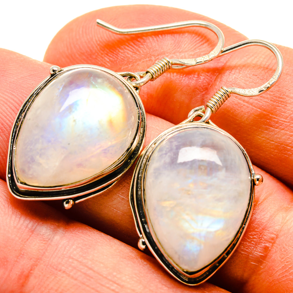 Rainbow Moonstone Earrings handcrafted by Ana Silver Co - EARR414077