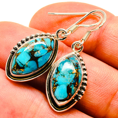 Blue Copper Composite Turquoise Earrings handcrafted by Ana Silver Co - EARR414078