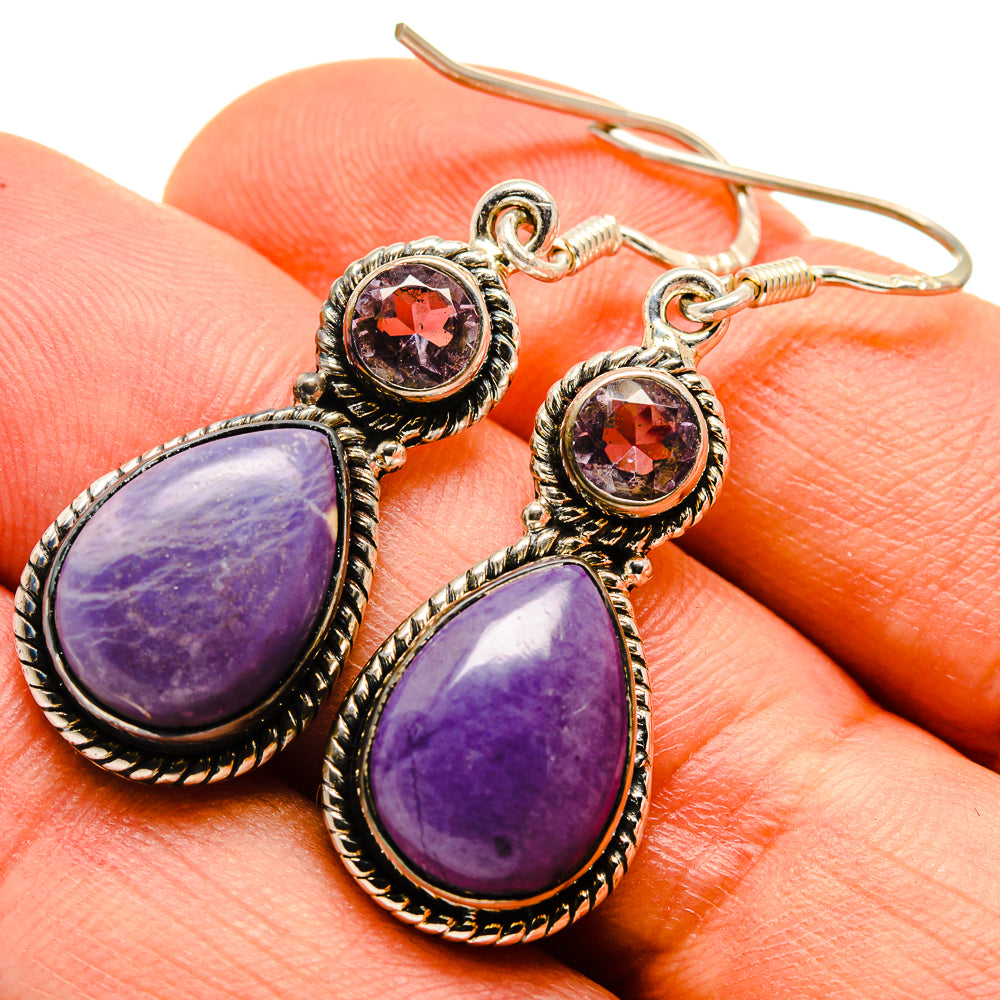 Charoite Earrings handcrafted by Ana Silver Co - EARR414079