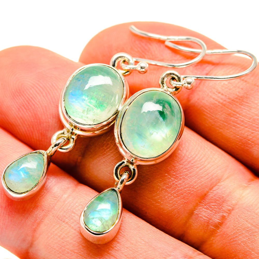 Green Moonstone Earrings handcrafted by Ana Silver Co - EARR414082