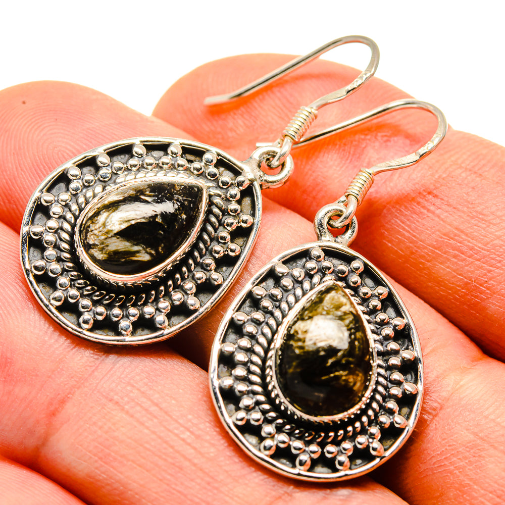 Golden Seraphinite Earrings handcrafted by Ana Silver Co - EARR414098