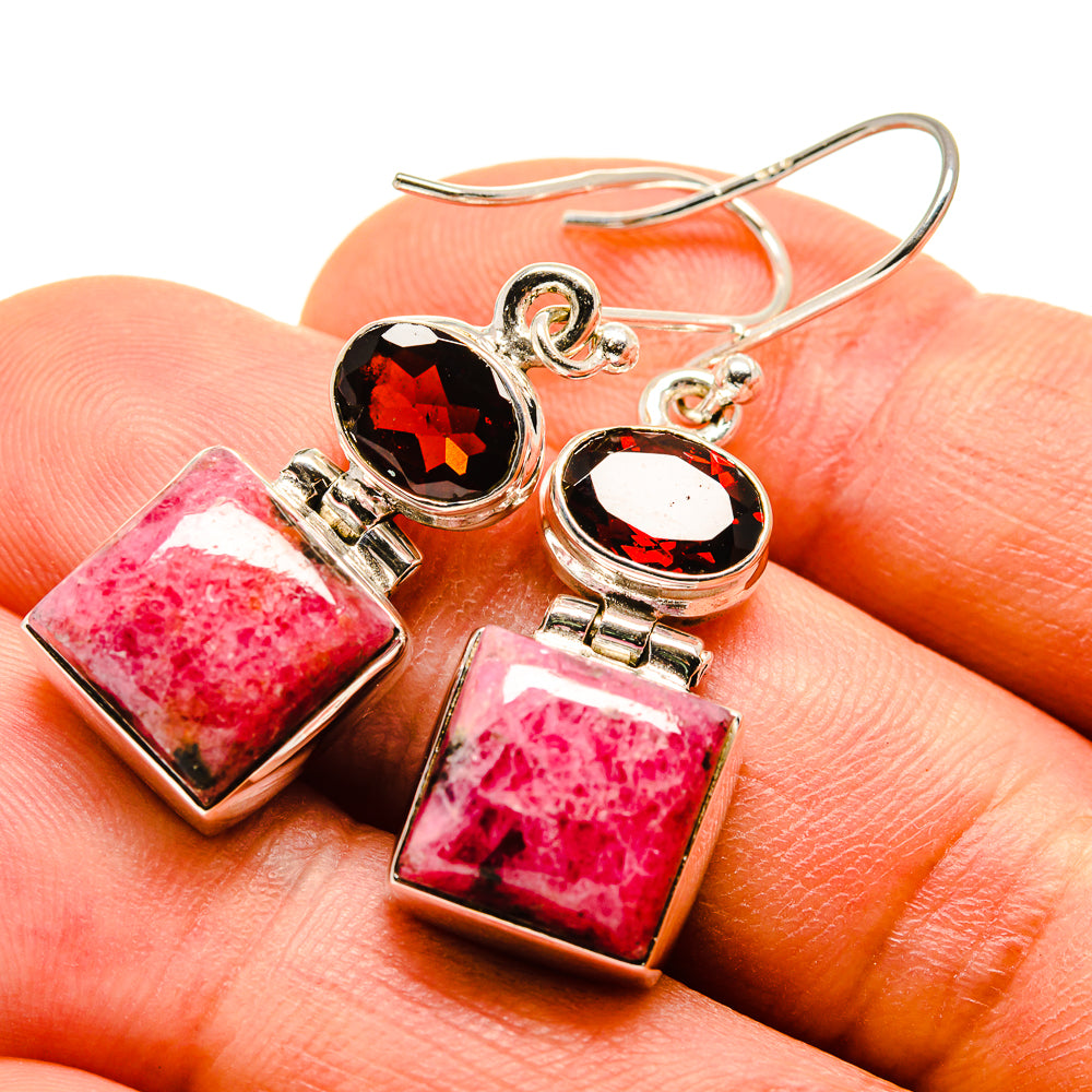 Rhodonite Earrings handcrafted by Ana Silver Co - EARR414099