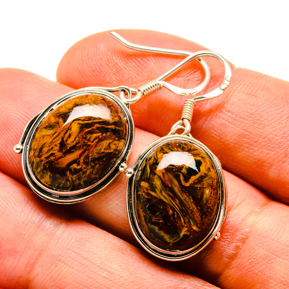 Golden Pietersite Earrings handcrafted by Ana Silver Co - EARR414104