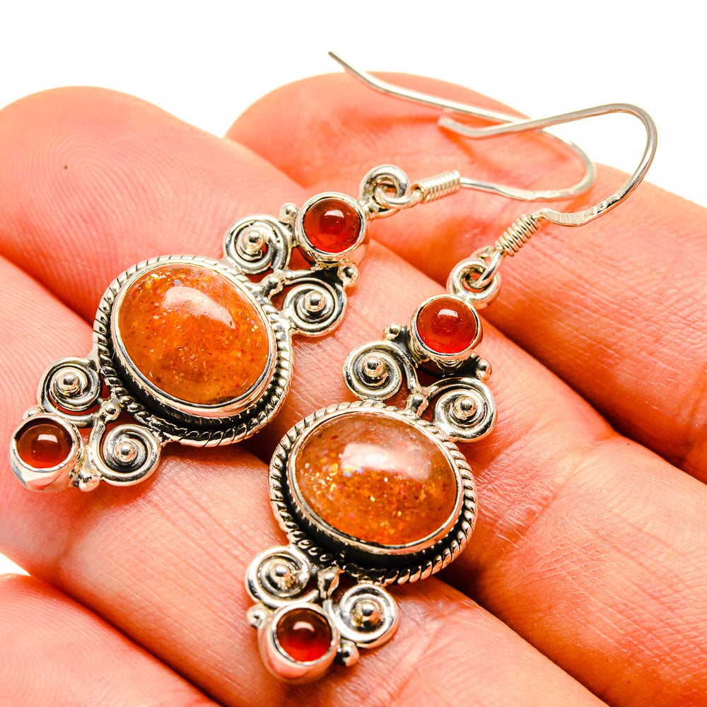 Sunstone Earrings handcrafted by Ana Silver Co - EARR414113